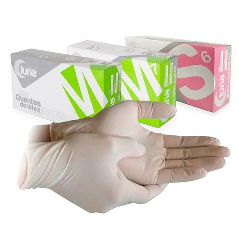 GUANTES DE LÁTEX SIN POLVO - MEDIANOS - TALLA M
