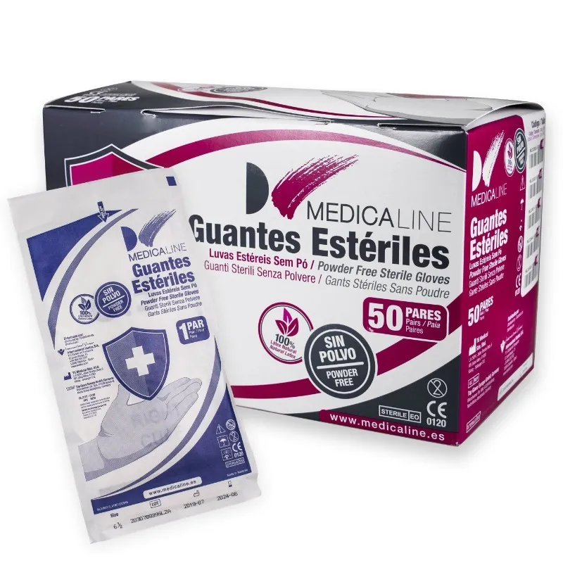 GUANTES ESTÉRILES MEDICALINE SIN POLVO TALLA 8